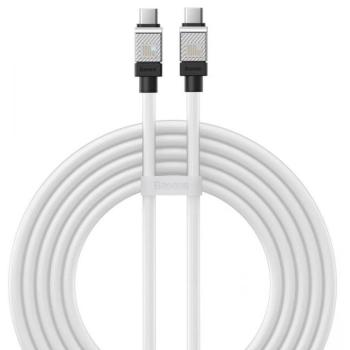 USB Type-C töltő- és adatkábel, USB Type-C, 200 cm, 100W, törésgátlóval, gyorstöltés, PD, Baseus Coolplay, CAKW000302, fehér kép