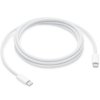 USB Type-C töltő- és adatkábel, USB Type-C, 200 cm, 240W, gyorstöltés, PD, cipőfűző minta, Apple, fehér, gyári kép