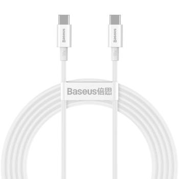 USB Type-C töltő- és adatkábel, USB Type-C, 200 cm, 5000 mA, 100W, törésgátlóval, gyorstöltés, PD, Baseus Superior, CATYS-C02, fehér kép