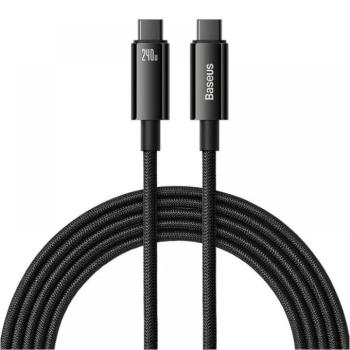 USB Type-C töltő- és adatkábel, USB Type-C, 300 cm, 240W, törésgátlóval, gyorstöltés, PD, Baseus Tungsten Gold, CAWJ040201, fekete kép