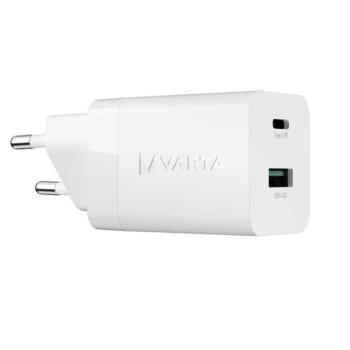 VARTA hálózati töltő USB+Type-C aljzat (38W, GaN, PD gyorstöltő 3.0) FEHÉR kép