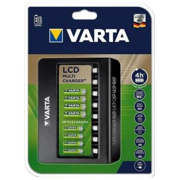 VARTA LCD MULTI CHARGER+ akkutöltő (240V, 8xAA/AAA elem kompatibilis, LED kijelző) FEKETE kép