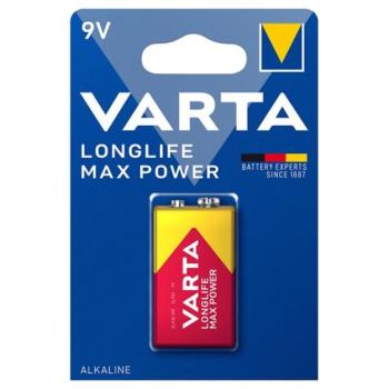 VARTA LONGLIFE MAX POWER tartós elem (6LR61, 9V, alkáli) 1db/csomag kép