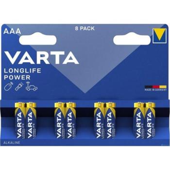 VARTA LONGLIFE POWER tartós elem (AAA, LR03, 1.5V, alkáli) 8db/csomag kép
