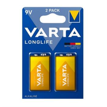 VARTA LONGLIFE tartós elem (6LR61, 9V, alkáli) 2db/csomag kép