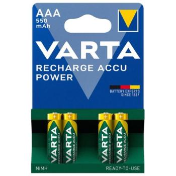 VARTA RECHARGE ACCU POWER elem (AAA, 1.2V, 550mAh Ni-MH, újratölthető) 4db/csomag kép
