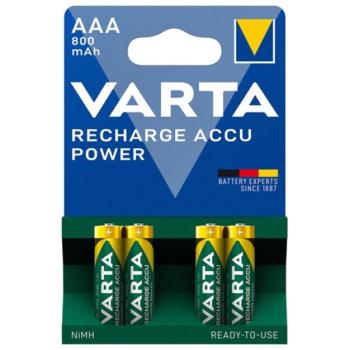 VARTA RECHARGE ACCU POWER elem (AAA, 1.2V, 800mAh Ni-MH, újratölthető) 4db/csomag kép
