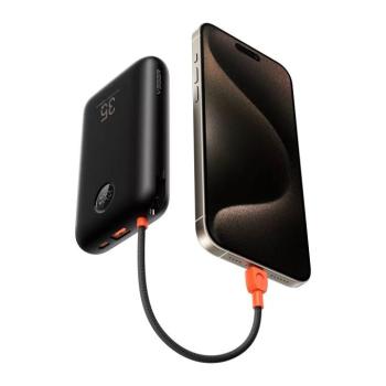 Veger K2 (W2068) powerbank 1xUSB-A és 1xUSB-C csatlakozással beépített Type-C és Lightning kábellel 20000mAh 35W PD QC3.0 - fekete kép