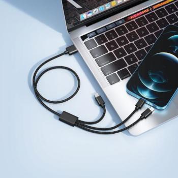 VEGER kábel 3 az 1-ben USB A - Type-C + Apple Lightning 8-tű + Micro 2A V303 1,2m fekete kép