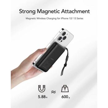 Veger MagOn MagSafe powerbank 10000mAh 2A 20W PD QC3.0 - fekete kép