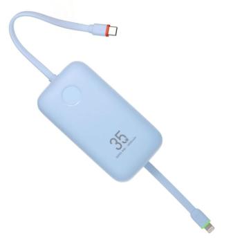 Veger W1188 powerbank beépített Type-C és Lightning kábellel 10000mAh 35W QC3.0 PD - kék kép