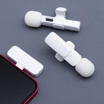 Vezeték nélküli lavalier mikrofon Lightning dupla (2 db készletben) K1 fehér kép