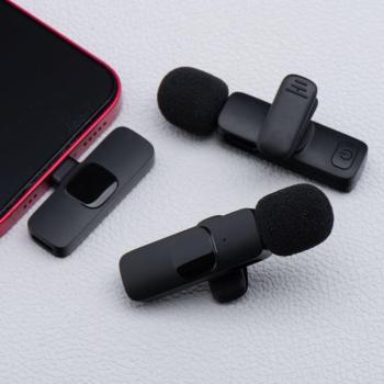 Vezeték nélküli lavalier mikrofon Lightning dupla (2 db készletben) K1 fekete kép