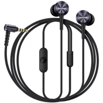 Vezetékes sztereó fülhallgató, 3.5 mm, mikrofon, felvevő gomb, 90 fokos/derékszögű csatlakozó, 1MORE Piston Fit, szürke kép