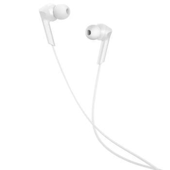 Vezetékes sztereó fülhallgató, 3.5 mm, mikrofon, funkció gomb, hangerő szabályzó, 90 fokos/derékszögű csatlakozó, Hoco M72 Admire, fehér kép