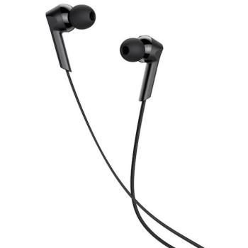 Vezetékes sztereó fülhallgató, 3.5 mm, mikrofon, funkció gomb, hangerő szabályzó, 90 fokos/derékszögű csatlakozó, Hoco M72 Admire, fekete kép