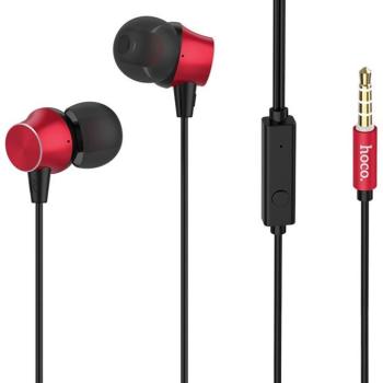 Vezetékes sztereó fülhallgató, 3.5 mm, mikrofon, funkció gomb, Hoco M51, piros kép