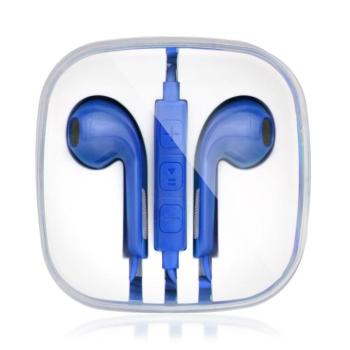 Vezetékes sztereó fülhallgató, Androidos készülékekhez, 3.5 mm, felvevőgombos, dobozos, kék kép