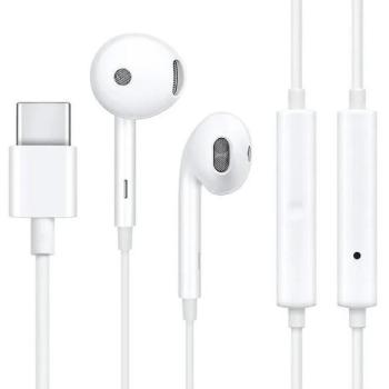 Vezetékes sztereó fülhallgató, USB Type-C, mikrofon, funkció gomb, Oppo MH147, fehér, gyári kép
