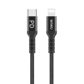 WIWU adatkábel és töltő (Type-C - lightning 8pin, PD gyorstöltés támogatás, 100cm, MFi engedélyes) FEKETE Apple iPhone 7 4.7, Apple iPhone 7 Plus 5.5, Apple IPAD mini 4, Apple IPAD Pro 12.9 ( kép