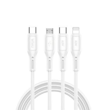 WiWU Wi-046E Starlink Series 3in1 USB-C USB-C / Lightning / microUSB kábel, 60W, 1m, fehér kép