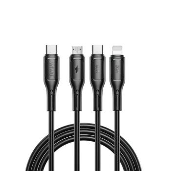 WiWU Wi-046E Starlink Series 3in1 USB-C USB-C / Lightning / microUSB kábel, 60W, 1m, fekete kép