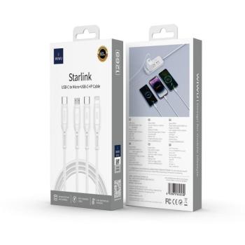 WiWU Wi-046E Starlink Series Type-C - Lightning/micro USB/Type-C kábel 60W 100cm - fehér kép
