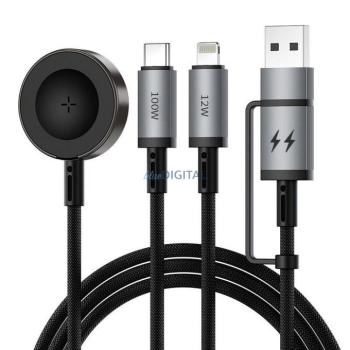 WiWU Wi-C050 Legend Series USB-A/Type-C - Type-C/Lightning kábel 100W 1m - fekete kép