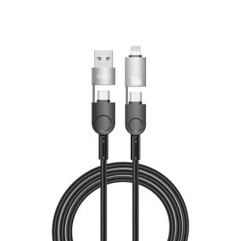 WiWU Wi-C051 Raptor Series USB-A/Type-C - Type-C/Lightning kábel 100W 1.2m - fekete kép
