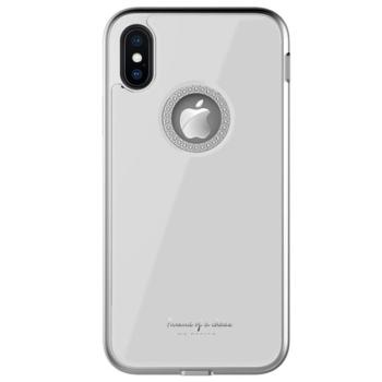 WK GINSTONE műanyag telefonvédő (közepesen ütésálló, üveg hátlap, strasszkő, logó kivágás) FEHÉR Apple iPhone XS Max 6.5 kép