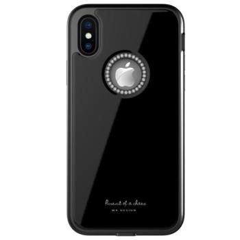 WK GINSTONE műanyag telefonvédő (közepesen ütésálló, üveg hátlap, strasszkő, logó kivágás) FEKETE Apple iPhone XS Max 6.5 kép