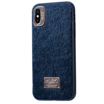 WK műanyag telefonvédő (műanyag hátlap, plüss bevonat) KÉK Apple iPhone XS Max 6.5 kép