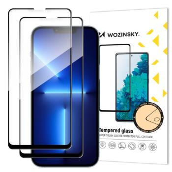 Wozinsky 2x edzett üveg teljes felületen ragasztós szuper kemény képernyővédő teljes fedett keretes tokbarát iPhone 13 Pro / iPhone 13 fekete kép