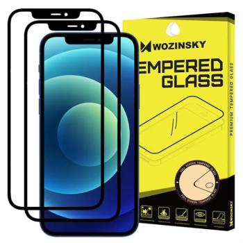 Wozinsky 2x edzett üveg tempered glass Teljes Glue Super Tough képernyővédő fólia teljes képernyős kerettel tok barát iPhone 12 Pro / iPhone 12 fekete üvegfólia kép