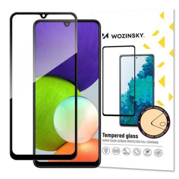 Wozinsky edzett üveg Teljes ragasztó szuper kemény képernyővédő teljes fedett tokbarát Samsung Galaxy A22 4G fekete üvegfólia kép