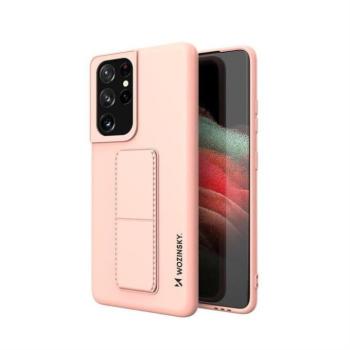 Wozinsky kitámasztható tok Flexible Silicone telefontok Stand Samsung Galaxy S21 Ultra 5G Rózsaszín kép