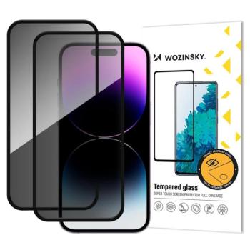 Wozinsky Privacy Glass betekintésvédett edzett üveg fekete szegéllyel iPhone 16 Pro/17 - 2 db kép