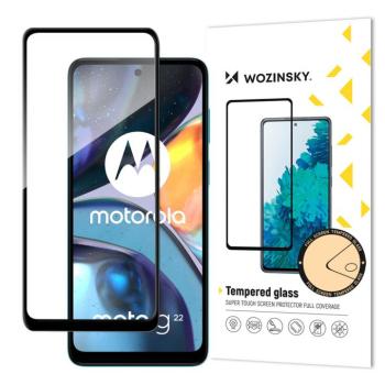Wozinsky szuper tartós Full Glue edzett üveg teljes képernyő keret Case Friendly Motorola Moto G22 Fekete kép