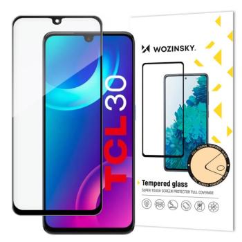Wozinsky szuper tartós Full Glue edzett üveg teljes képernyő tokbarát TCL 30 fekete kerettel kép