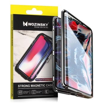 Wozinsky teljes mágneses tok teljes test elülső és hátsó telefontok beépített üveggel Samsung Galaxy A72 4G fekete átlátszó kép