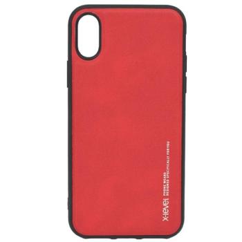 X-LEVEL szilikon telefonvédő (bőr hatású hátlap) PIROS Apple iPhone XS 5.8, Apple iPhone X 5.8 kép