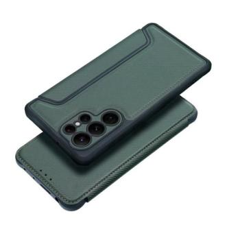 Xiaomi 12 Lite, Oldalra nyíló tok, légpárnás sarok, bőrhatású, karbon minta, Razor Book, zöld kép