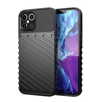 Xiaomi 13 Pro, Szilikon tok, közepesen ütésálló, domború csíkos minta, fekete kép