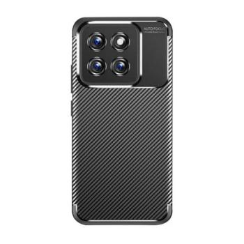 Xiaomi 14, Szilikon tok, közepesen ütésálló, légpárnás sarok, karbon minta, fekete kép