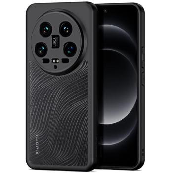 Xiaomi 14 Ultra, Műanyag hátlap védőtok + szilikon keret, hullám minta, Dux Ducis Aimo, áttetsző/fekete kép