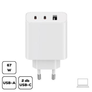 Xiaomi 67W hálózati gyorstöltő, 2xType-C/1xUSB, fehér BHR7493EU kép