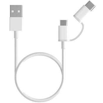 XIAOMI adatkábel és töltő USB - microUSB / Type-C, (Type-C csak töltés!, 30cm) FEHÉR Evolveo Strongphone Q5, Blackberry DTEK50 , Vodafone Smart turbo 7 (VFD500), HTC Desire 825, Asus Zenfone 3 kép
