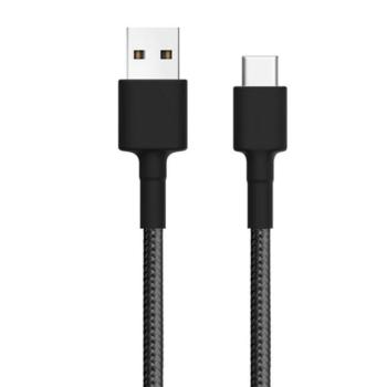 XIAOMI adatkábel és töltő (USB - Type-C, gyorstöltés támogatás, 100cm, szőtt / cipőfűző minta) FEKETE Asus Zenfone 3 5.5 (ZE552KL), Honor 8, Sony Xperia X Compact (F5321), Sony Xperia XZ ( kép