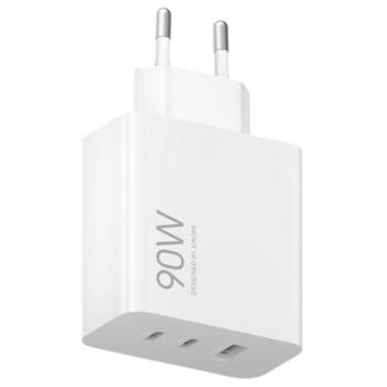 XIAOMI hálózati töltő USB+2 Type-C aljzat (90W, gyorstöltő) FEHÉR kép