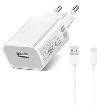 XIAOMI hálózati töltő USB aljzat (5V / 2000 mA, 10W, gyorstöltés támogatás + Type-C kábel) FEHÉR Asus Zenfone 3 5.5 (ZE552KL), Honor 8, Sony Xperia X Compact (F5321), Sony Xperia XZ (F8331), kép